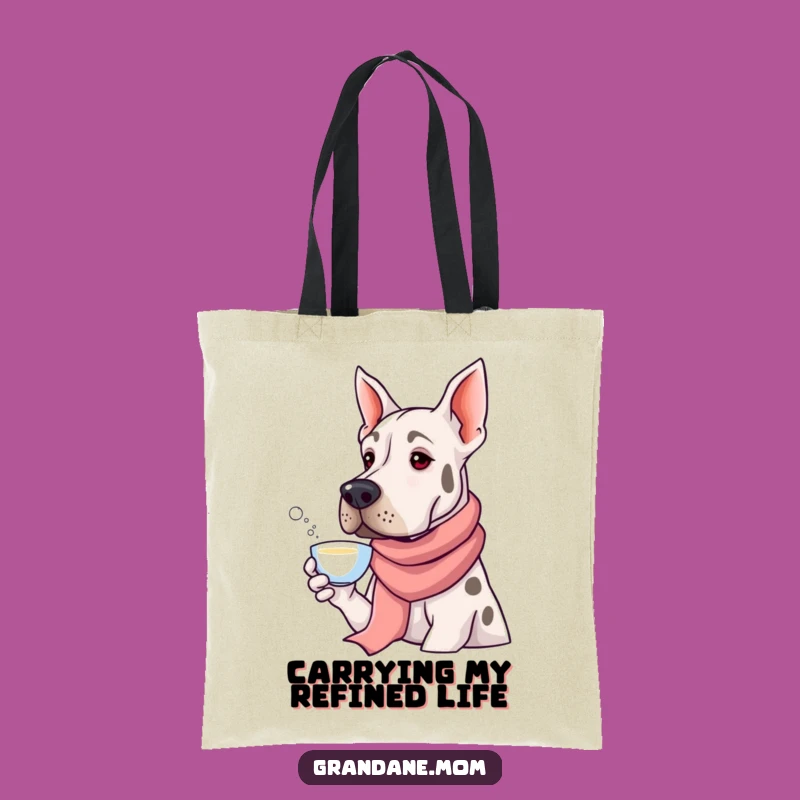 Funny Grand Dane Silk Scarf Tea Tote Bag - Chic & Humorous Dog Accessory