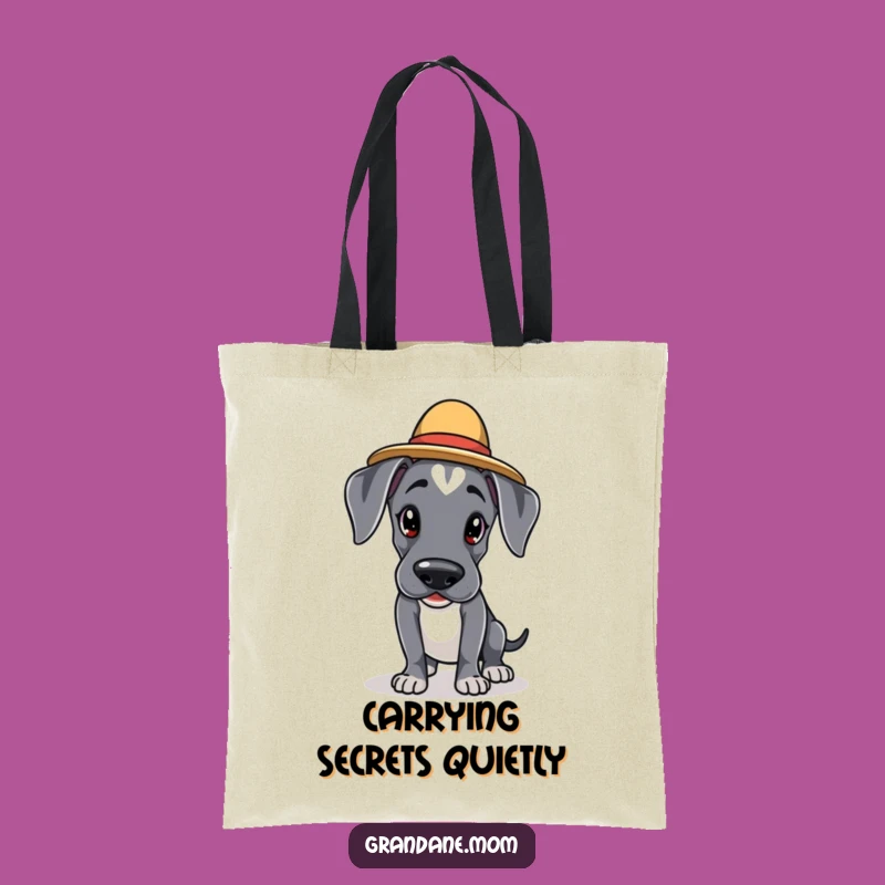 Funny Kawaii Great Dane Tote Bag: Elegant Hatted Dog Tiptoes, Chic Funny Gift
