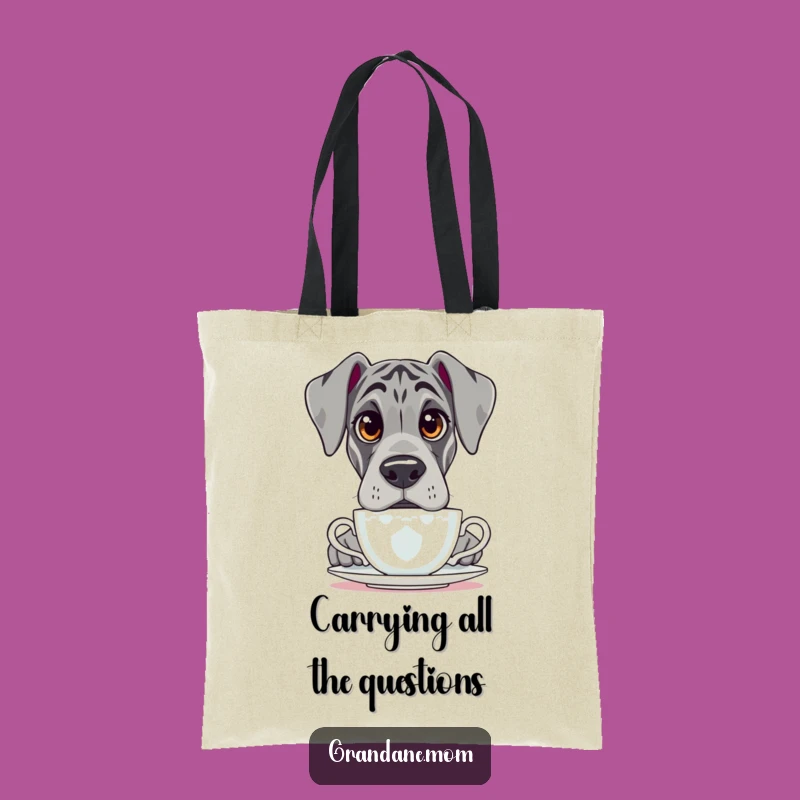 Funny Grand Dane Tea Tote Bag: Charming Dog Carry-All, Perfect Funny Gift