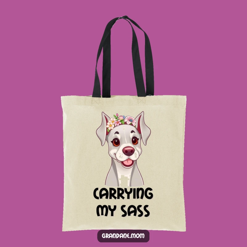 Funny Grand Dane Tote Bag: Floral Dog Carrier, Whimsical Gift