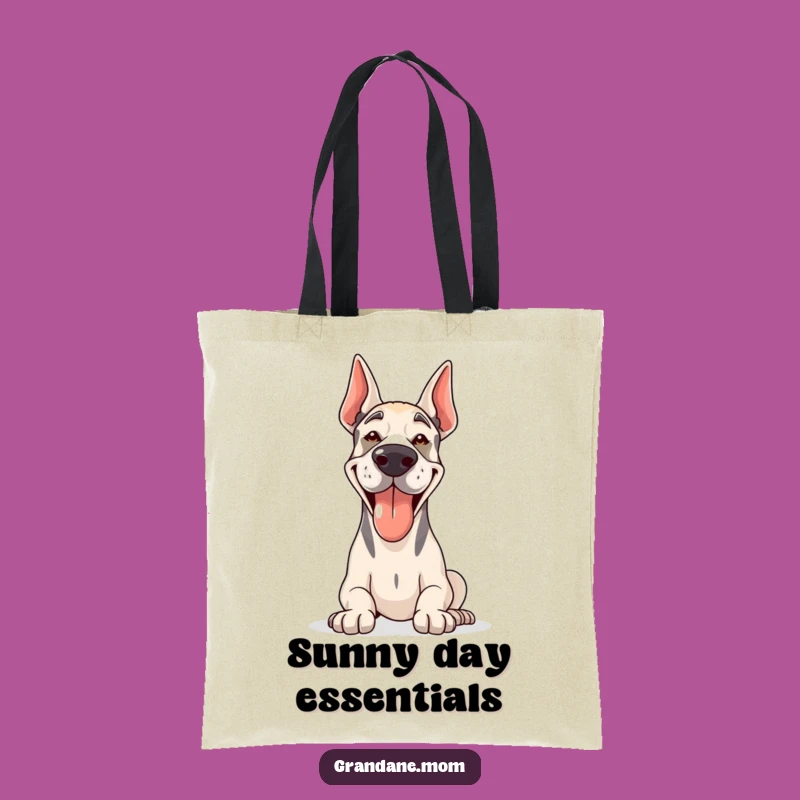 Funny Grand Dane Tote Bag: Happy Panting Dog, Ideal Sunny Day Gift