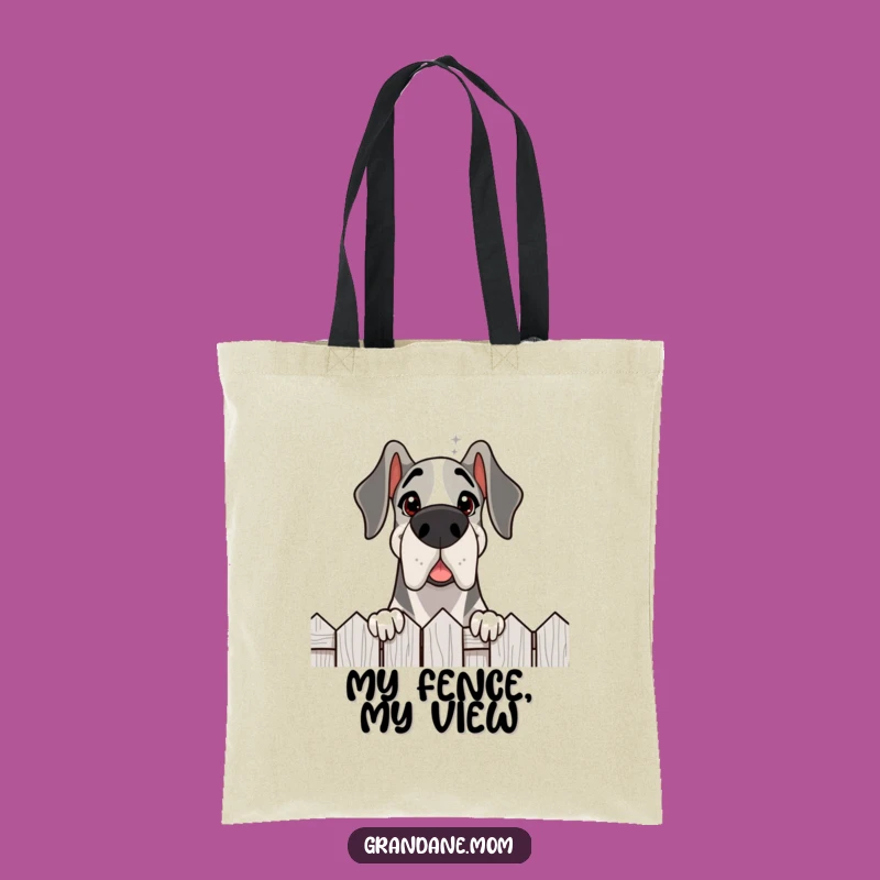 Funny Grand Dane Fence Peeker Tote Bag: Carry Your Curiosity
