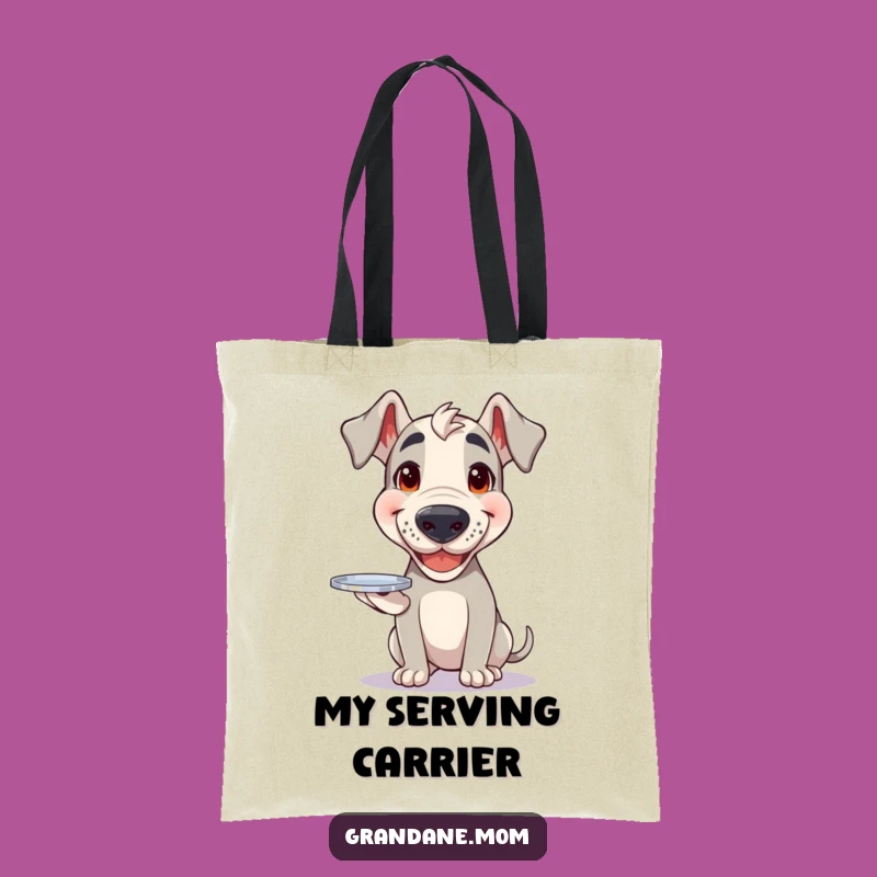 Funny Grand Dane Tray Tote: Happy Dog Carrier, Cheerful Service Bag Gift